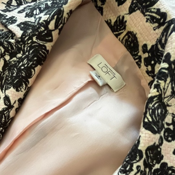 Loft- Fabulous Pink Black Floral Lined jacket Silk-Linen-Cotton Blend. - Picture 4 of 6